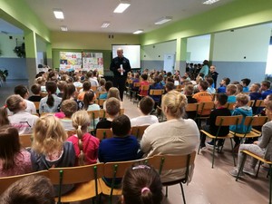 Spotkanie profilaktyczne z uczniami Szkoły Podstawowej w Korczynie.