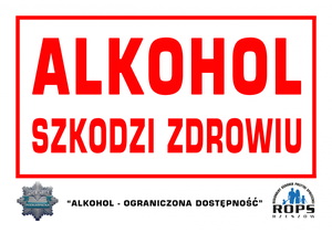 Plakat: Alkohol szkodzi zdrowiu.