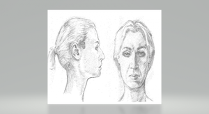 Szkic rekonstrukcji twarzy odnalezionej kobiety