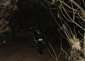 Miejsce odnalezienia skradzionego motocykla - kompleks leśny