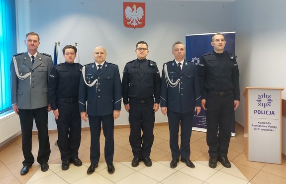 Wspólne zdjęcie z Komendantem Powiatowym Policji w Przeworsku
